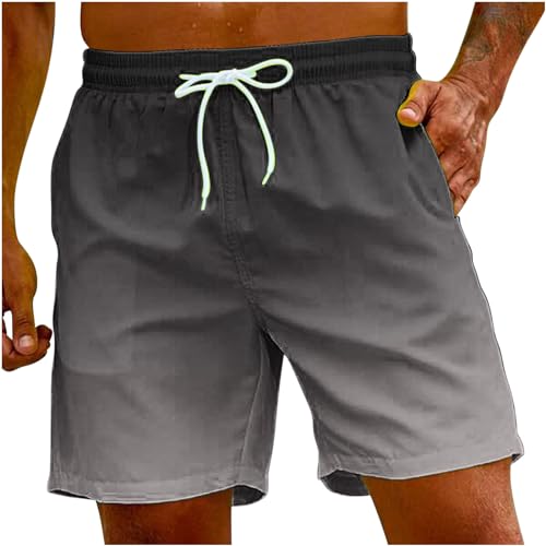 UHouse Badehose Herren Schnelltrocknend Oversize Badeshorts Männer Kurzen Strandhose mit Farbverlauf Hawaii Schwimmhose Sommer Swimming Shorts Leicht Freizeitshorts Amazon Warehouse Deal Grau XL von UHouse
