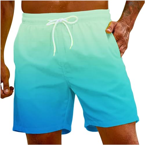 UHouse Badehose Herren Schnelltrocknend Oversize Badeshorts Männer Kurzen Strandhose mit Farbverlauf Hawaii Schwimmhose Sommer Swimming Shorts Leicht Freizeitshorts Angebote Himmelblau 4XL von UHouse