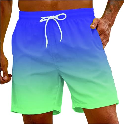 UHouse Badehose Herren Schnelltrocknend Oversize Badeshorts Männer Kurzen Strandhose mit Farbverlauf Hawaii Schwimmhose Sommer Swimming Shorts Leicht Freizeitshorts Deals Blau XL von UHouse