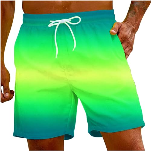 UHouse Badehose Herren Schnelltrocknend Oversize Badeshorts Männer Kurzen Strandhose mit Farbverlauf Hawaii Schwimmhose Sommer Swimming Shorts Leicht Freizeitshorts Grün XL von UHouse