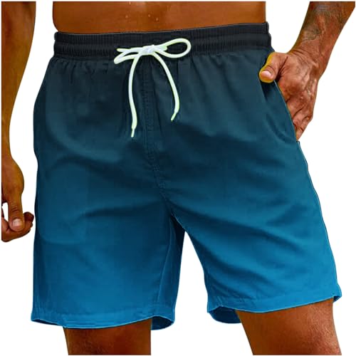 UHouse Badehose Herren Schnelltrocknend Oversize Badeshorts Männer Kurzen Strandhose mit Farbverlauf Hawaii Schwimmhose Sommer Swimming Shorts Leicht Freizeitshorts Sale Angebote Hellblau XXL von UHouse