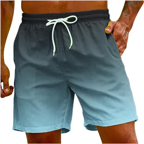 UHouse Badehose Herren Schnelltrocknend Oversize Badeshorts Männer Kurzen Strandhose mit Farbverlauf Hawaii Schwimmhose Sommer Swimming Shorts Leicht Freizeitshorts Sale Himmelblau M von UHouse