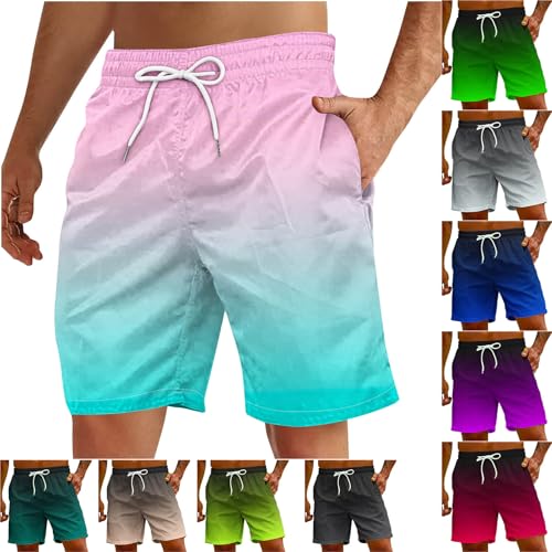UHouse Badehose Herren Schnelltrocknend Oversize Badeshorts Männer Kurzen Strandhose mit Farbverlauf Hawaii Schwimmhose Sommer Swimming Shorts Leicht Freizeitshorts Warehouse Deal Rosa M von UHouse