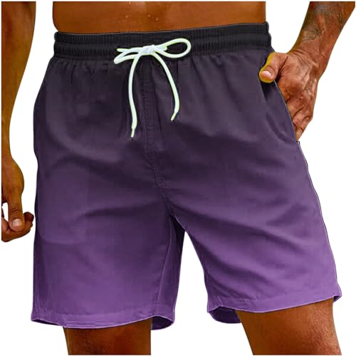 UHouse Badehose Herren Schnelltrocknend Oversize Badeshorts Männer Kurzen Strandhose mit Farbverlauf Hawaii Schwimmhose Sommer Swimming Shorts Leicht Freizeitshorts Warehouse Deal Violett 4XL von UHouse