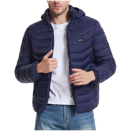 UHouse Beheizbare Jacke Herren Winter Heizjacke mit 19 Heizzonen Elektrische Beheizte Winterjacke USB Beheizbar Steppjacke mit Kapuze Wärme Kapuzenjacke Wanderjacke Männer Outdoorjacke Blau 3XL von UHouse