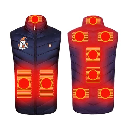 UHouse Beheizbare Weste Damen Und Herren Winter Einstellbare Heizweste mit 9 Heizzonen Beheizte Westen Beheizbar Steppweste mit Stehkragen Ärmellos Heizjacke Halloween Kostüm Marineblau XXL von UHouse