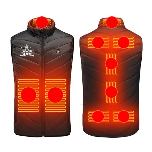 UHouse Beheizbare Weste Damen Und Herren Winter Einstellbare Heizweste mit 9 Heizzonen Beheizte Westen Beheizbar Steppweste mit Stehkragen Ärmellos Heizjacke Weihnachts Kostüm Schwarz XL von UHouse