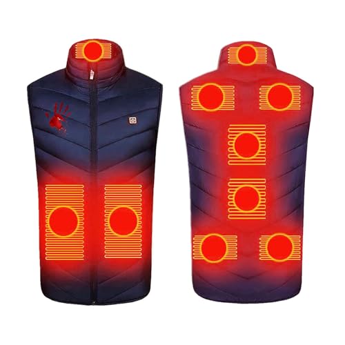 UHouse Beheizbare Weste Damen Und Herren Winter Einstellbare Heizweste mit 9 Heizzonen Beheizte Westen Beheizbar Steppweste mit Stehkragen Heizjacke Halloween Marineblau XL von UHouse