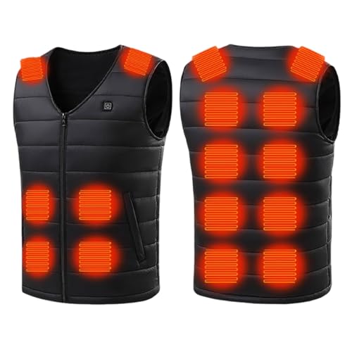 UHouse Beheizbare Weste Herren Winter Heizweste Damen Steppweste mit 25 Heizzonen Leichte Daunenweste Damen-Westen Beheizte Herren-Westen Warme Winterweste Paare Blitzangebote Des Tages Schwarz XL von UHouse