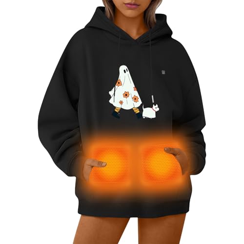 UHouse Beheizbarer Hoodie Damen Herren Kapuzenpullover Winter Beheizbare Pullover mit Kapuze Unisex Hoody Elektrische Beheizte Kapuzenpulli Outdoor Heizjacke Amazon Angebote Schwarz M von UHouse