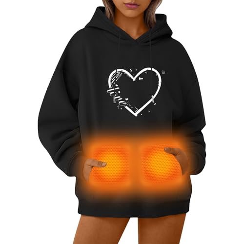 UHouse Beheizbarer Hoodie Damen Herren Kapuzenpullover Winter Beheizbare Pullover mit Kapuze Unisex Hoody Elektrische Beheizte Kapuzenpulli Outdoor Heizjacke Meine Bestellungen Anzeigen Schwarz XL von UHouse