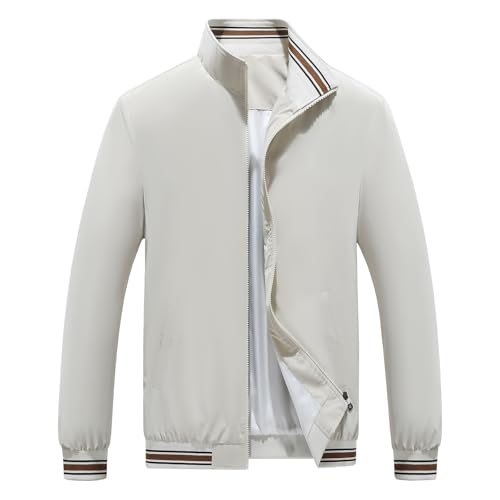 UHouse Bomberjacke Herren Freizeit Jacke Dünne Übergangsjacke Outdoor Jacken mit Stehkragen Leichte Blouson Herbst Softshelljacke Oversize Windjacke Khaki 7XL von UHouse