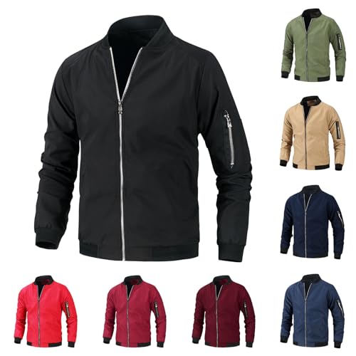 UHouse Bomberjacke Herren Übergangsjacke Freizeit Blouson Jacke mit Zip Taschen Sport Trainingsjacke Outdoor Jacken Sportlich Große Größen Freizeitjacke Winterjacke Deals Schwarz XL von UHouse
