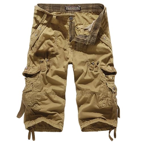 UHouse Cargo Shorts 3/4 Herren Kurze Hosen Lang Baumwolle Sommer Cargohose Kurz Arbeitshose Männer Laufshorts mit Seitentaschen Baggy Freizeitshorts Große Größen Khaki 3XL UHouse Cargo Shorts 3/4 Herren Kurze Hosen Lang Baumwolle Sommer Cargohose Kurz Arbeitshose Männer Laufshorts mit Seitentaschen Baggy Freizeitshorts Große Größen Khaki 3XL von UHouse