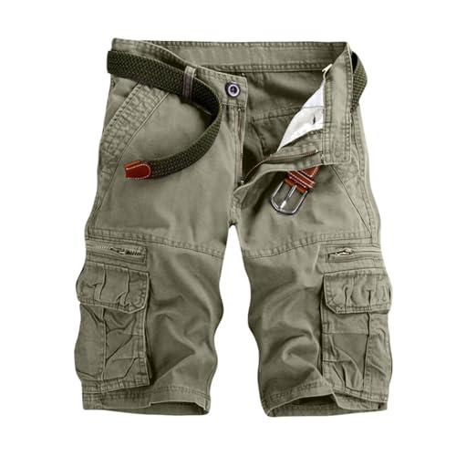 UHouse Cargo Shorts 3/5 Herren Outdooor Kurze Hosen Baumwolle Sommer Cargohose Kurz Arbeitshose Männer Laufshorts mit Seitentaschen Baggy Freizeitshorts Jeansshorts Grau 6XL von UHouse