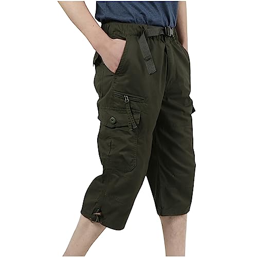 UHouse Cargo Shorts Herren 3/4 Baumwolle Cargohose Kurz Sommer Arbeitshose Männer Freizeit Cargoshorts Oversize Laufshorts Baggy Freizeitshorts Große Größen Amazon Warehouse Deal Armee Grün 4XL von UHouse
