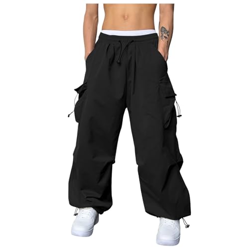 UHouse Cargohose Herren Freizeit Herren-Cargohosen Mode Baggy Cargo Hose Sport Freizeithose Weites Bein Stoffhose Seitentaschen Haremshose Alltag Herrenhosen Schwarz S von UHouse