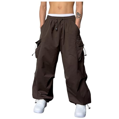 UHouse Cargohose Herren Freizeit Herren-Cargohosen Mode Baggy Cargo Hose Sport Freizeithose Weites Bein Stoffhose Seitentaschen Haremshose Alltag Herrenhosen Braun S von UHouse
