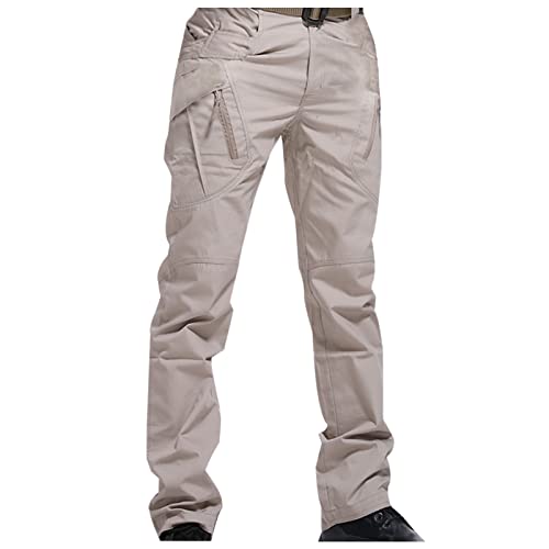 UHouse Cargohose Herren Taktische Hose Baumwolle Freizeithose Mode Regular Fit Outdoorhose Freizeit Trekkinghose Bequeme Stoffhose Tactical Herrenhosen Basic Militär Pants Khaki 4XL von UHouse