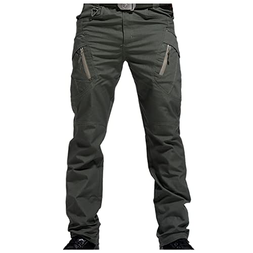UHouse Cargohose Herren Taktische Hose Baumwolle Freizeithose Mode Regular Fit Outdoorhose Freizeit Trekkinghose Bequeme Stoffhose Tactical Herrenhosen Basic Militär Pants Grün XL von UHouse
