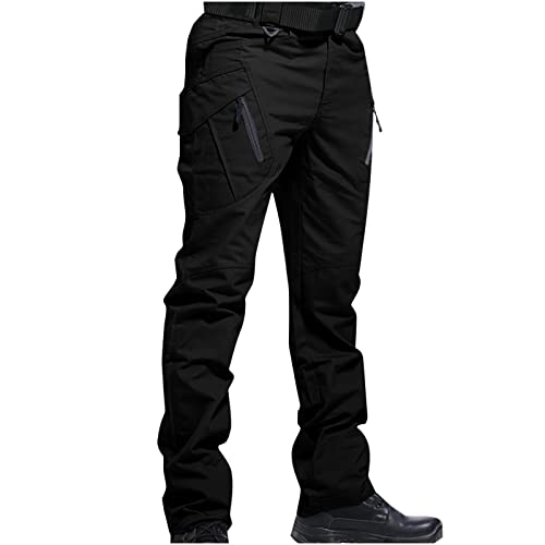 UHouse Cargohose Herren Taktische Hose Baumwolle Freizeithose Mode Regular Fit Outdoorhose Freizeit Trekkinghose Bequeme Stoffhose Tactical Herrenhosen Basic Militär Pants Schwarz 5XL von UHouse