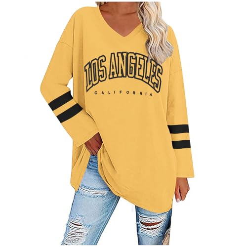 UHouse Damen Tshirt Langarm Oversize Langarmshirt Locker T-Shirt Lang Herbst Longshirt Elegante Tunika Lässig Los Angeles Oberteile Casual Longsleeve Streetwear Meine Bestellungen Anzeigen Gelb S UHouse Damen Tshirt Langarm Oversize Langarmshirt Locker T-Shirt Lang Herbst Longshirt Elegante Tunika Lässig Los Angeles Oberteile Casual Longsleeve Streetwear Meine Bestellungen Anzeigen Gelb S von UHouse
