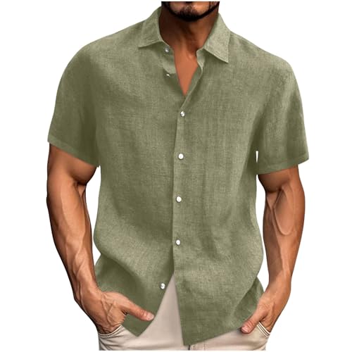 UHouse Deals Leinenhemd Herren Kurzarm Sommer Hemd Baumwolle Leinen Hemden Modische Freizeithemd 2025 Kurzarmhemd Loose Fit Hawaiihemd Musselin Fischerhemd Einfarbig Armee Grün XL UHouse Deals Leinenhemd Herren Kurzarm Sommer Hemd Baumwolle Leinen Hemden Modische Freizeithemd 2025 Kurzarmhemd Loose Fit Hawaiihemd Musselin Fischerhemd Einfarbig Armee Grün XL von UHouse
