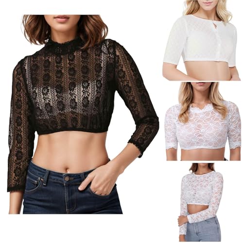 UHouse Dirndl Bluse Damen Spitze Dirndlbluse 2025 Elegante Trachtenbluse Rundhals Spitzenbluse Transparente Dirndlblusen Durchsichtig Tracht Blusen Mesh Festival Oberteile Schwarz M UHouse Dirndl Bluse Damen Spitze Dirndlbluse 2025 Elegante Trachtenbluse Rundhals Spitzenbluse Transparente Dirndlblusen Durchsichtig Tracht Blusen Mesh Festival Oberteile Schwarz M von UHouse