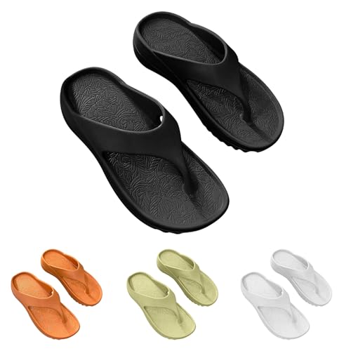 UHouse Flip Flops Damen Zehentrenner Sommer Pantoletten Bequeme Badelatschen Leicht Badesandalen Flache Strandsandalen Strand Schlappen Soft Slipper Sommerschuhe Deals Of The Day Schwarz 40 von UHouse
