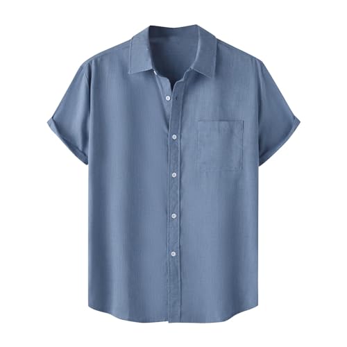 UHouse Hemd Herren Kurzarm Baumwolle Freizeithemd Strand Kurzarmhemd Sommer Hawaii Hemden Leicht Oberhemden Bequeme Strandhemd Einfarbig Hawaiihemd Oberteile Männer Sommershirt Blau 3XL UHouse Hemd Herren Kurzarm Baumwolle Freizeithemd Strand Kurzarmhemd Sommer Hawaii Hemden Leicht Oberhemden Bequeme Strandhemd Einfarbig Hawaiihemd Oberteile Männer Sommershirt Blau 3XL von UHouse