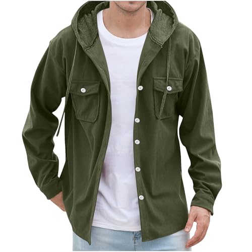 UHouse Hemd Herren Langarm Baumwolle Freizeithemd mit Kapuze Frühling Cord Hemdjacke Freizeit Herrenhemd mit Brusttasche Fashion Fischerhemd Lässig Oberhemden Blitzangebote des Tages Armee Grün XL UHouse Hemd Herren Langarm Baumwolle Freizeithemd mit Kapuze Frühling Cord Hemdjacke Freizeit Herrenhemd mit Brusttasche Fashion Fischerhemd Lässig Oberhemden Blitzangebote des Tages Armee Grün XL von UHouse