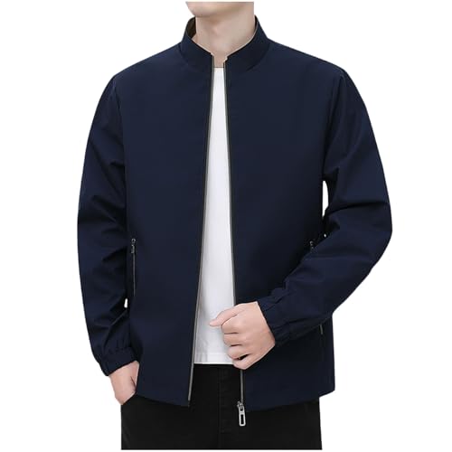 UHouse Herren Bomberjacke Freizeit Jacke Dünne Übergangsjacke Mode Herren-Jacken mit Reißverschluss Leichte Blouson Herbst Softshelljacke Oversize Windjacke Warehouse Deal Blau M von UHouse