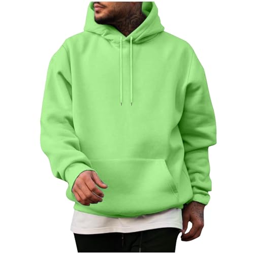 UHouse Herren Hoodie Casual Sweatshirt mit Kapuze Y2k Hoodies Bequeme Kapuzenpullover Baumwolle Freizeit Kapuzenpulli Einfarbig Hoody Männer Winter Herbst Pullover Sweater Kapuzenjacke Grün L von UHouse