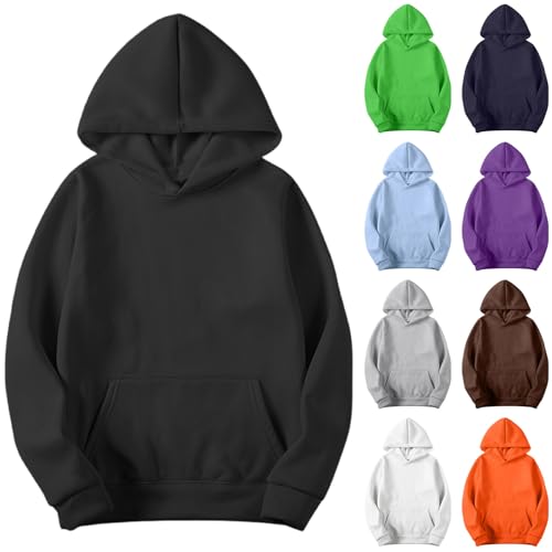 UHouse Herren Hoodie Leichte Kapuzenpullover Sport Hoody Männer Freizeit Pullover Dünne Sweatshirt mit Kapuze Bequeme Kapuzenpulli Einfarbig Mode Pulli Herbst Kleidung Schwarz 3XL von UHouse