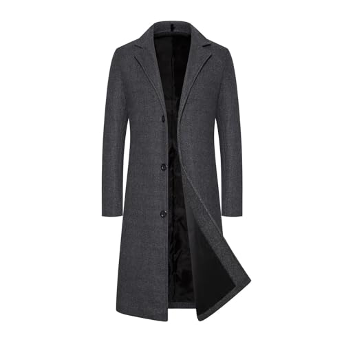 UHouse Herren Mantel Wolle Extra Lang Herbst Wollmantel Slim Fit Wintermantel Business Trenchcoat Freizeit Mäntel Stehkragen Übergangsmantel Große Größen Angebote Des Tages HeuteDunkelgrau M von UHouse