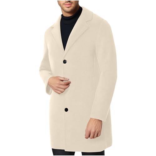 UHouse Herren Mantel Wolle Lang Angebote Wollmantel Slim Fit Wintermantel Blitzangebote Business Trenchcoat Freizeit Mäntel Stehkragen Übergangsmantel Große Größen Meine BestellungenBeige XXL von UHouse