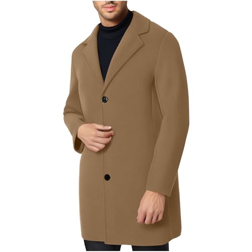 UHouse Herren Mantel Wolle Lang Angebote Wollmantel Slim Fit Wintermantel Blitzangebote Business Trenchcoat Freizeit Mäntel Stehkragen Übergangsmantel Warehouse Deals AngeboteBraun 5XL von UHouse
