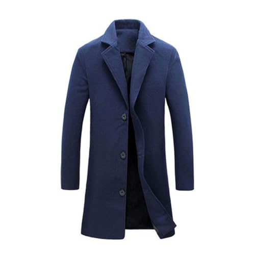 UHouse Herren Mantel Wolle Lang Herbst Wollmantel Slim Fit Wintermantel Business Trenchcoat Freizeit Herren-Mäntel Stehkragen Übergangsmantel Große Größen Angebote Des Tages Heute Marineblau XXL von UHouse