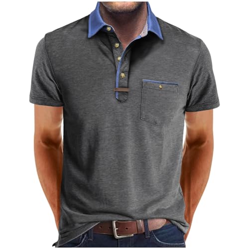 UHouse Herren Poloshirt Kurzarm Tshirt Freizeit Shirt mit Knopfleiste Polohemd Sommer Herren-T-Shirt Basic Golfshirt mit Brusttasche Polo-Shirt Einfarbig Angebote des Tages Heute Dunkelgrau XL UHouse Herren Poloshirt Kurzarm Tshirt Freizeit Shirt mit Knopfleiste Polohemd Sommer Herren-T-Shirt Basic Golfshirt mit Brusttasche Polo-Shirt Einfarbig Angebote des Tages Heute Dunkelgrau XL von UHouse