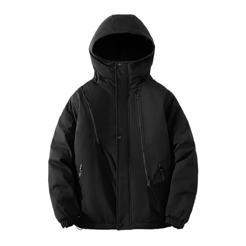 UHouse Herren Winterjacke mit Kupaze Winter Winterjacke Y2k Fleecejacke Basic Jacke Elegant Steppjacke Elegante Arbeitsjacke Elegante Windjacke Angebote Des Tages Heute Schwarz 4XL von UHouse