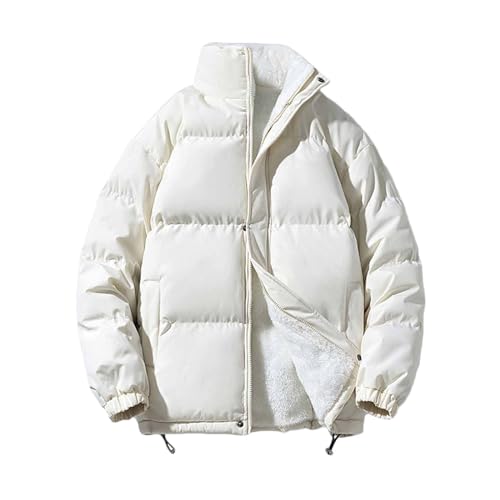 UHouse Herren Winterjacke ohne Kapuze Steppjacke Sportlich Blouson Jacke Bequeme Puffer Jacke Sportlich Herren-Jacken Oversized Herren-Jacken Mode Hemdjacke Lässig Daunenmantel Deals Weiß M von UHouse