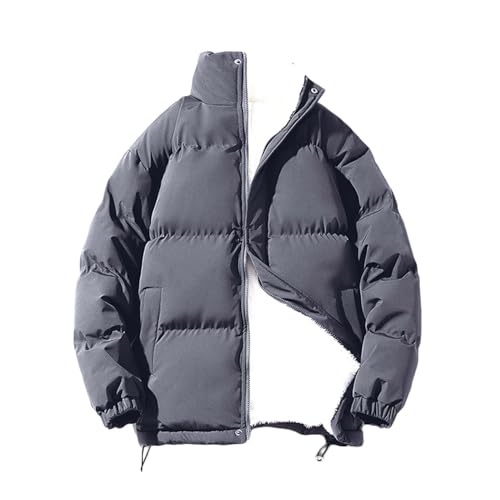 UHouse Herren Winterjacke ohne Kapuze Steppjacke Sportlich Blouson Jacke Bequeme Puffer Jacke Sportlich Herren-Jacken Oversized Herren-Jacken Mode Hemdjacke Lässig Daunenmantel Warehouse Deals Grau L von UHouse