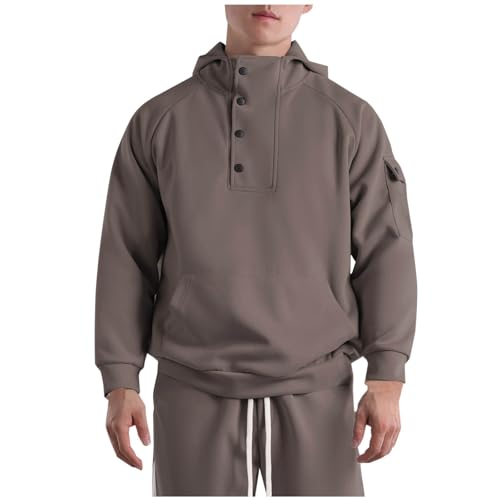 UHouse Hoodie Herren Basic Kapuzenpullover Freizeit Baumwolle Hoody Männer Mode Sweatshirt mit Kapuze Sport Kapuzenshirt mit Seitentaschen Outdoor Herren-Sweatshirt Kaffee XL von UHouse