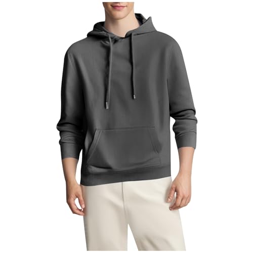 UHouse Hoodie Herren Basic Pullover mit Kapuze Freizeit Kapuzenpullover Sport Sweatshirt Leichte Hoody mit Taschen Baumwolle Herren-Sweatshirt Einfarbig Sweater Warehouse Deal Dunkelgrau XXL von UHouse