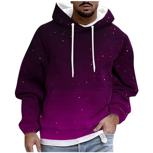 UHouse Hoodie Herren Freizeit Kapuzenpullover Mode Sweatshirt mit Kapuze Basic Hoody Männer Bequeme mit Kordelzug Kapuzenshirt Kapuzenpulli Angebote des Tages Heute Blau 4XL von UHouse