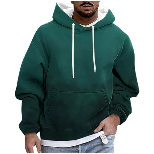 UHouse Hoodie Herren Freizeit Kapuzenpullover Baumwolle Mode Sweatshirt mit Kapuze Basic Hoody Männer Bequeme Sweatshirts mit Kordelzug Herbst Kapuzenshirt Einfarbig Kapuzenpulli Marineblau 3XL von UHouse