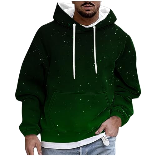 UHouse Hoodie Herren Freizeit Kapuzenpullover Baumwolle Mode Sweatshirt mit Kapuze Basic Hoody Männer Bequeme Sweatshirts mit Kordelzug Herbst Kapuzenshirt Einfarbig Kapuzenpulli Grün 4XL von UHouse