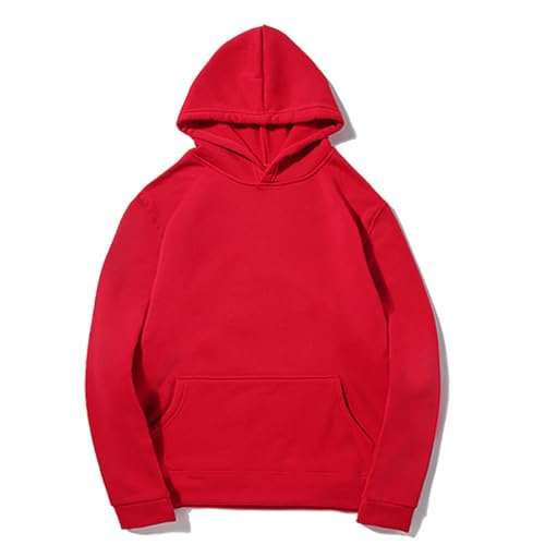 UHouse Hoodie Herren Herbst Kapuzenpullover Leichte Dünne Sweatshirt mit Kapuze Y2k Freizeit Hoody Männer Einfarbig Kapuzenpulli Loose Fit Kapuzenshirt Angebote Amazon Rot 3XL von UHouse