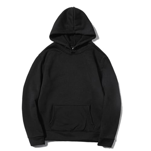 UHouse Hoodie Herren Herbst Kapuzenpullover Leichte Dünne Sweatshirt mit Kapuze Y2k Freizeit Hoody Männer Einfarbig Kapuzenpulli Loose Fit Kapuzenshirt Angebote Amazon Schwarz XXL von UHouse