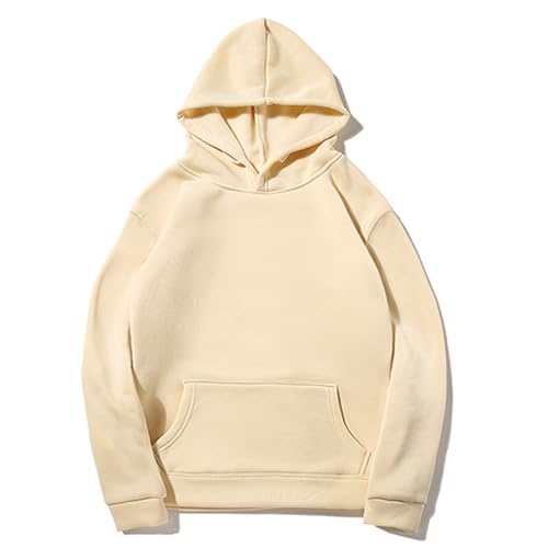 UHouse Hoodie Herren Herbst Kapuzenpullover Leichte Dünne Sweatshirt mit Kapuze Y2k Freizeit Hoody Männer Einfarbig Kapuzenpulli Loose Fit Kapuzenshirt Angebote des Tages Heute Khaki M von UHouse